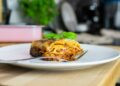 cooked food on white ceramic plate