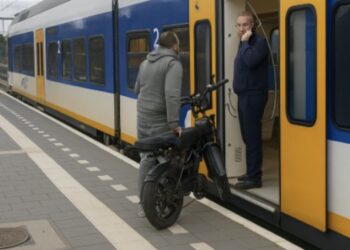 Ondertussen bij de NS: fatbike-gast gaat helemaal loco in de trein