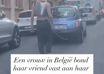 Vrouw in België bond haar vriend vast aan de auto en reed met hem rond