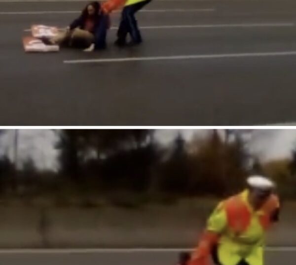 Klimaatactivist probeert zich aan de snelweg te lijmen, maar een Duitse agent grijpt stevig in