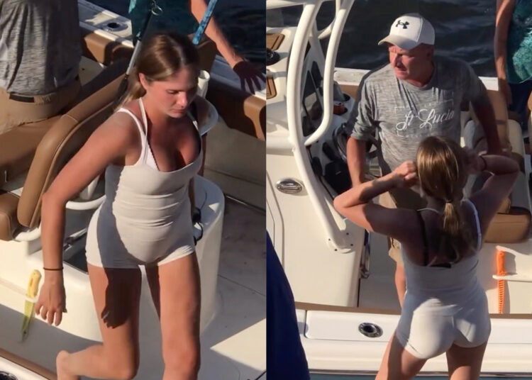 Man met teveel geld koopt boot maar kan er niet mee varen, let op wat de vrouw in veel te strakke legging dan doet.. 😳