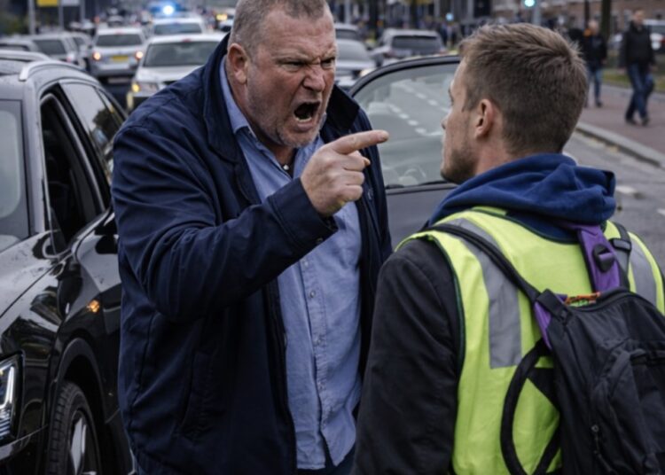 Audi-rijder gaat compleet door het lint wanneer klimaatactivisten zijn weg blokkeren