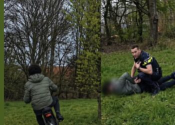 Agent laat fatbiker echt niet weg komen en gaat voor de harde achtervolging