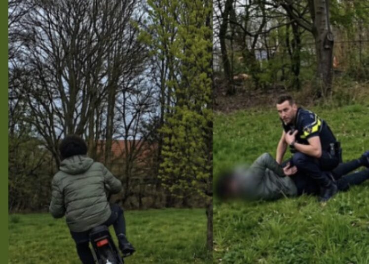 Agent laat fatbiker echt niet weg komen en gaat voor de harde achtervolging