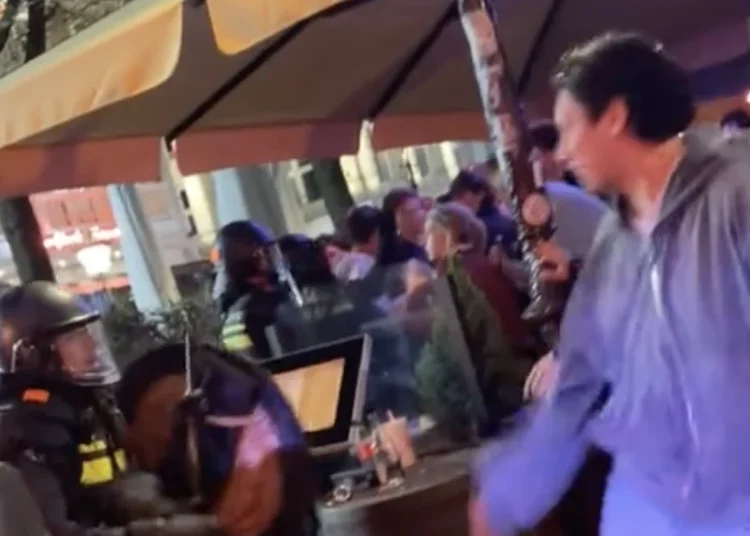 VIDEO: Eigenwijze feestvierder stuurt ME in Amsterdam op tilt