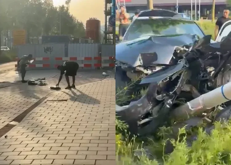 Ravage in Noord: brokkenpiloot maakt van auto een sloopkogel